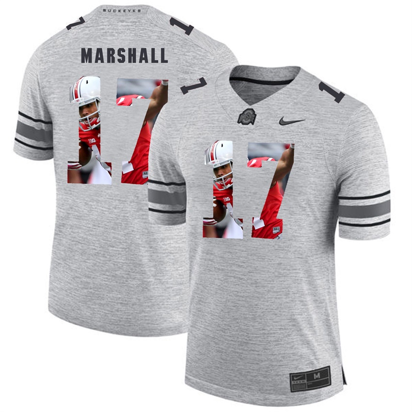 men ohio state buckeyes gray jalin marshall college football jersey
