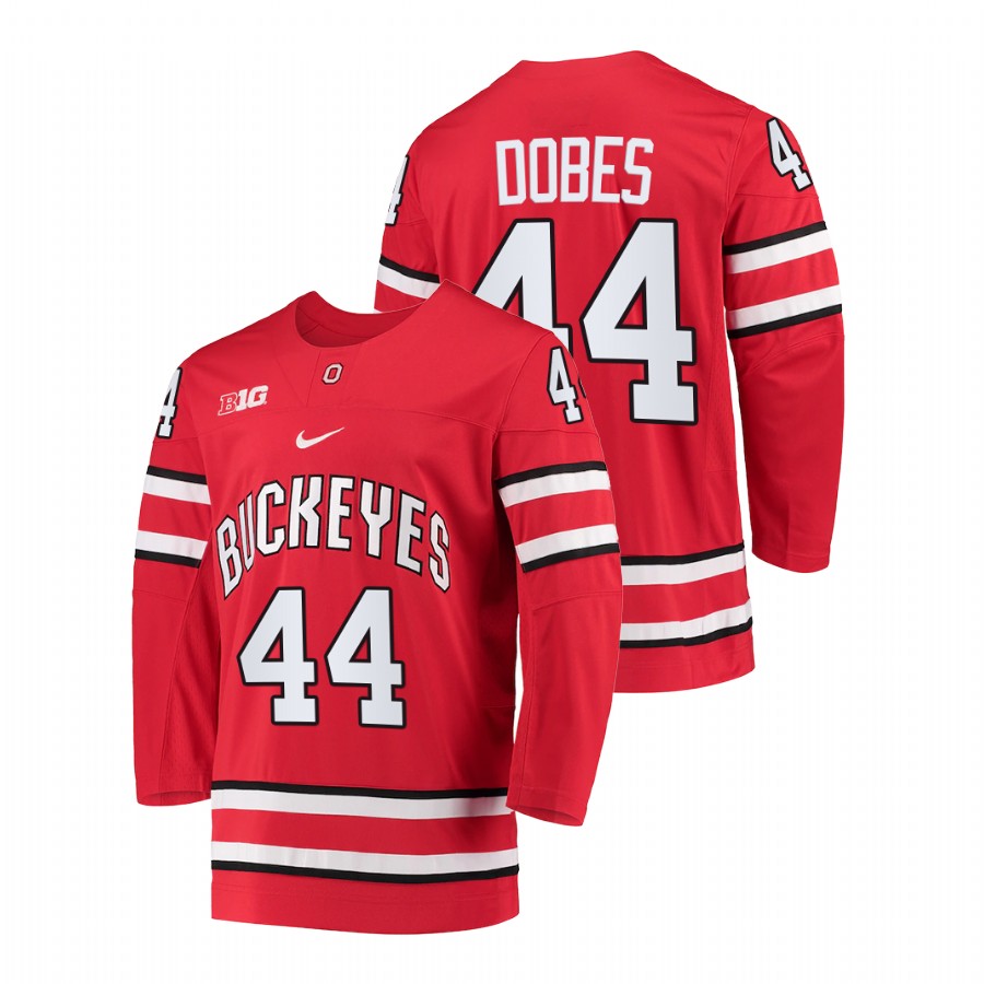 men ohio state buckeyes jakub dobes red college hockey jersey