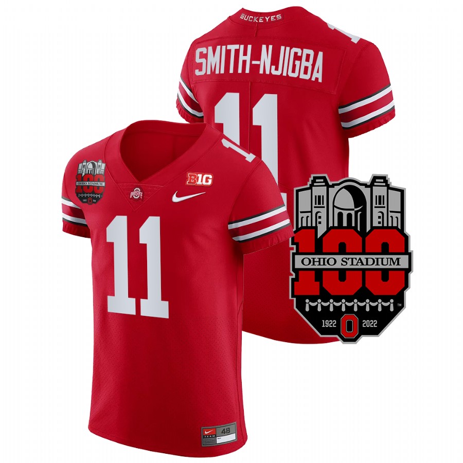 men ohio state buckeyes jaxon smith njigba 1922 2022 elite football 100th year stadium anniversary scarlet jersey