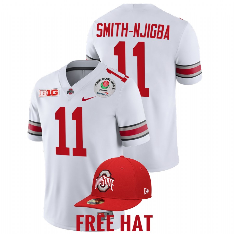 men ohio state buckeyes jaxon smith njigba college football playoff 2022 rose bowl white jersey