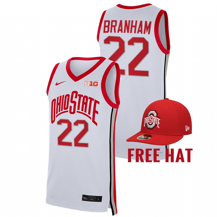men ohio state buckeyes malaki branham 2021 22 free hat college basketball branham jersey