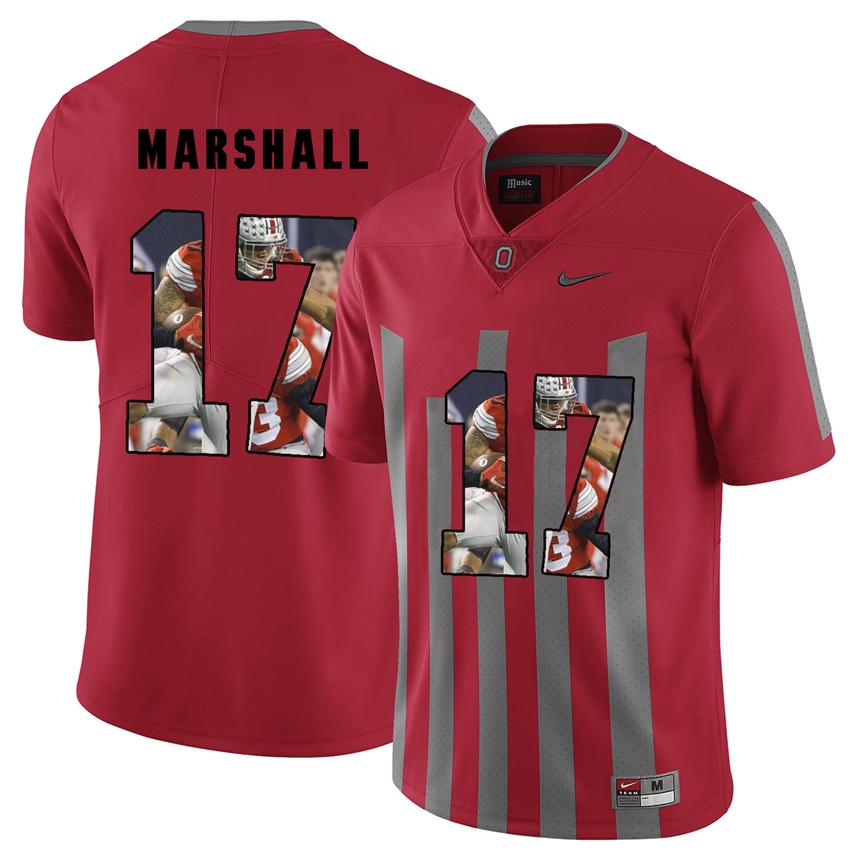 men ohio state buckeyes red jalin marshall college football jersey