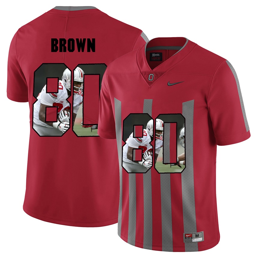 men ohio state buckeyes red noah brown college football jersey