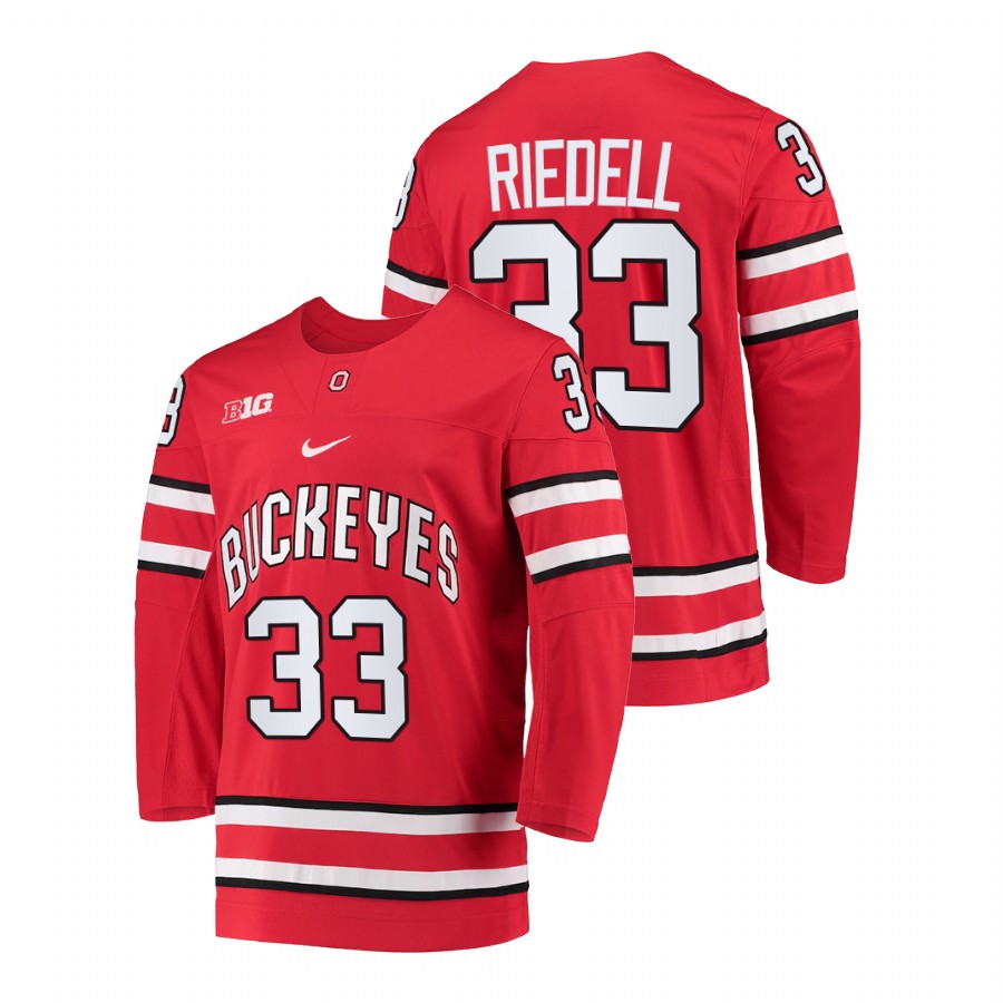 men ohio state buckeyes will riedell red college hockey jersey