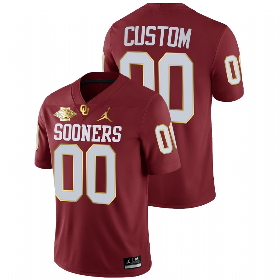 men oklahoma sooners custom crimson 2021 red river showdown golden edition jersey
