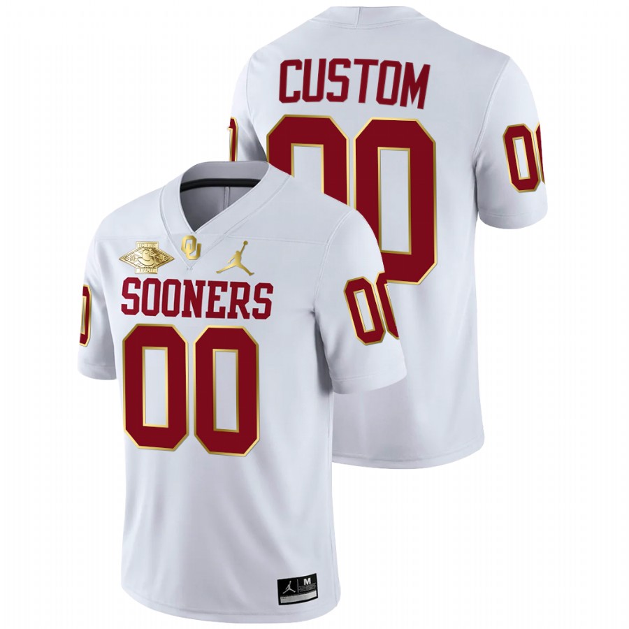 men oklahoma sooners custom white 2021 red river showdown golden patch jersey
