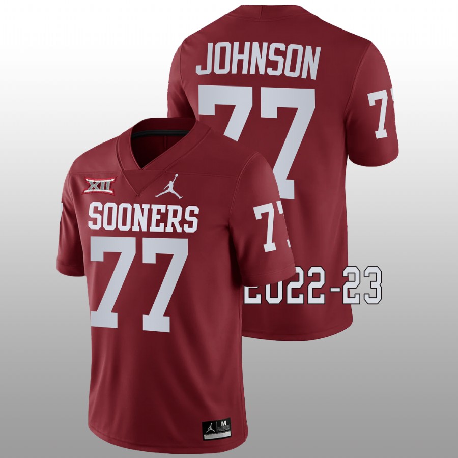 men oklahoma sooners jeffery johnson 2022 23 game college football crimson jersey