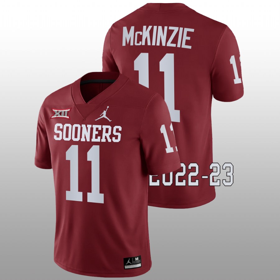men oklahoma sooners kobie mckinzie 2022 23 game college football crimson jersey
