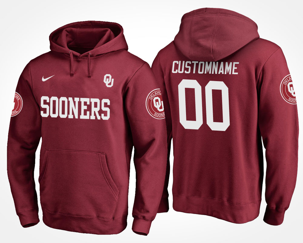 men oklahoma sooners maroon custom name and number hoodie