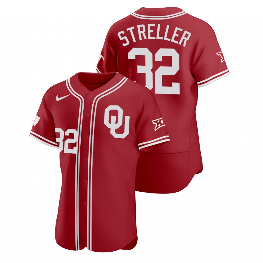 men oklahoma sooners read streller red vapor prime college baseball jersey
