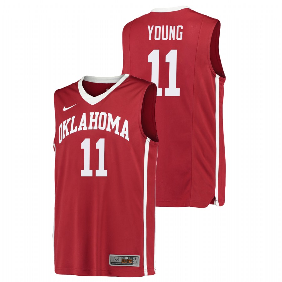 men oklahoma sooners trae young replica college basketball red jersey