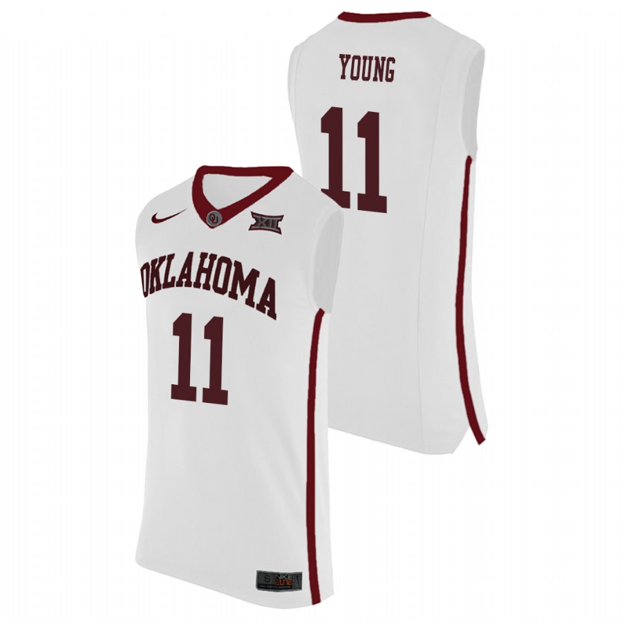 men oklahoma sooners trae young replica college basketball white jersey