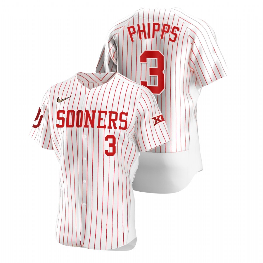 men oklahoma sooners trey phipps white vapor prime college baseball jersey