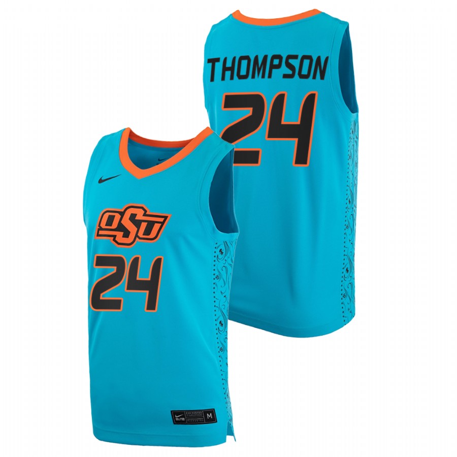 men oklahoma state cowboys bryce thompson 2021 alternate college basketball turquoise jersey