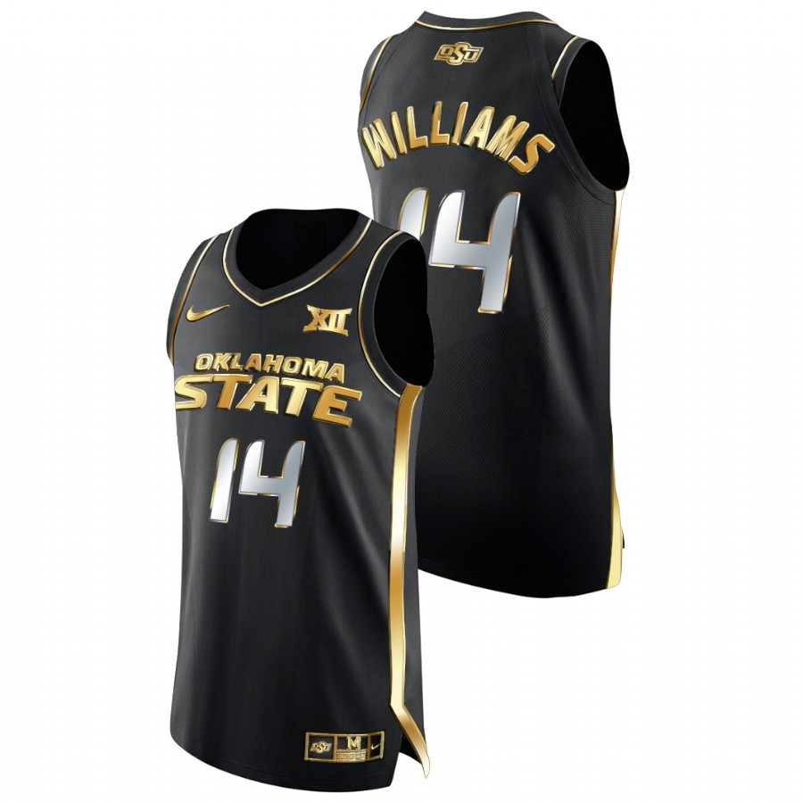 men oklahoma state cowboys bryce williams college basketball golden edition black jersey