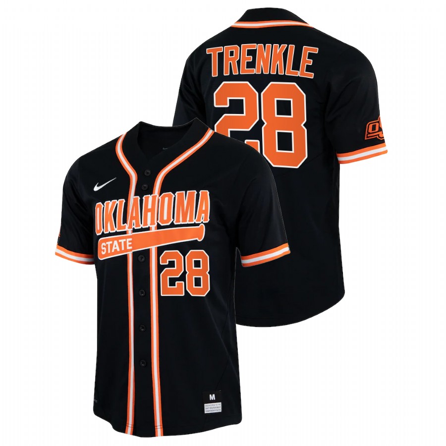 men oklahoma state cowboys caeden trenkle black college baseball jersey