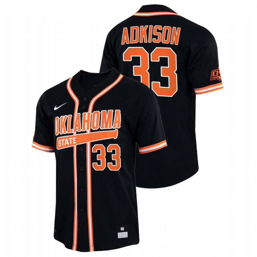 men oklahoma state cowboys chase adkison black college baseball jersey