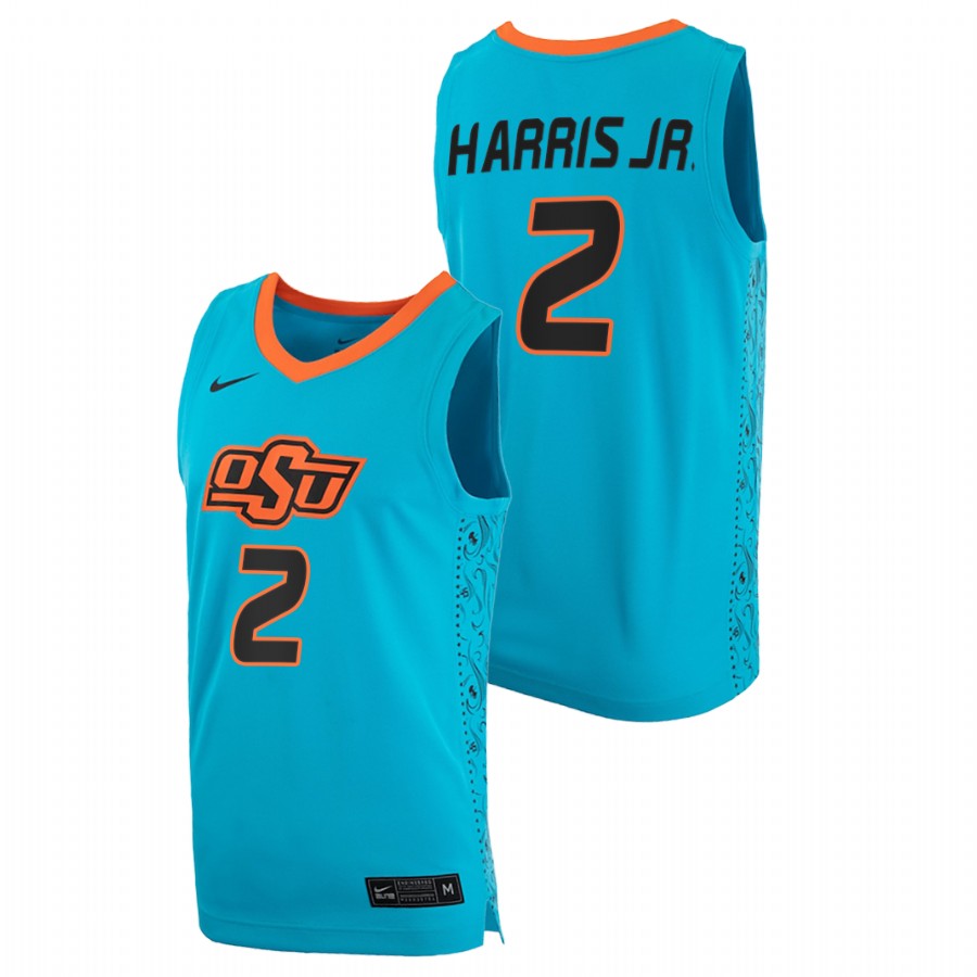 men oklahoma state cowboys chris harris jr. 2020 21 college basketball blue jersey