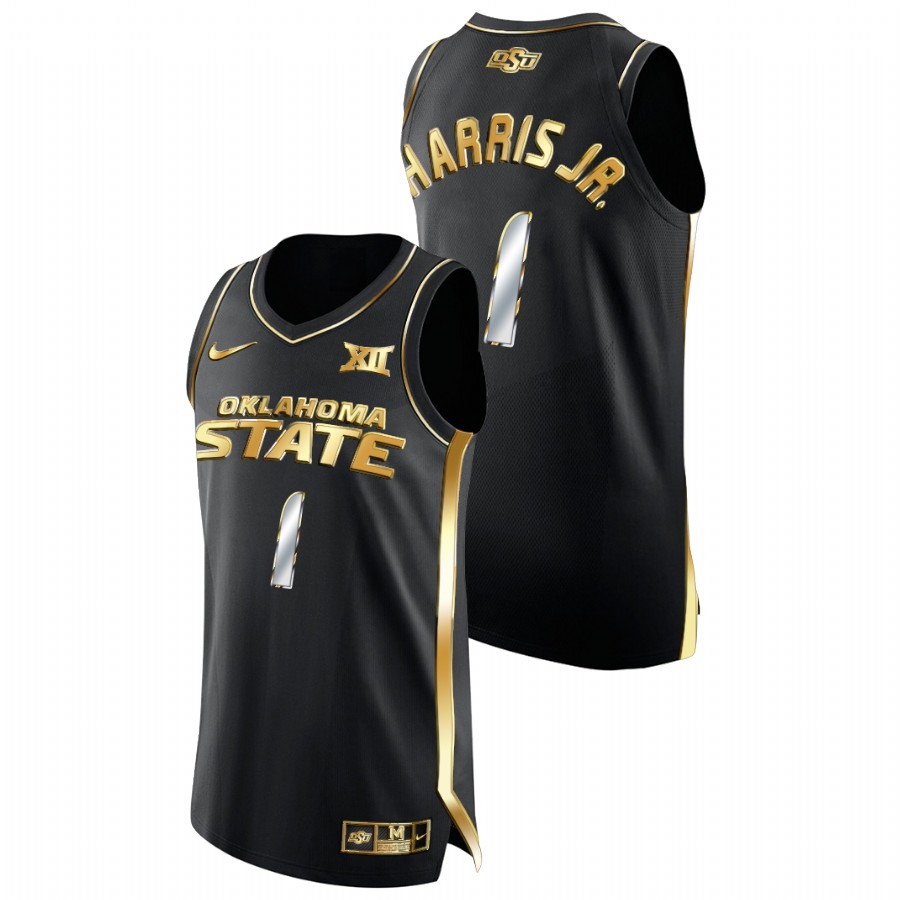 men oklahoma state cowboys chris harris jr. college basketball golden edition black jersey