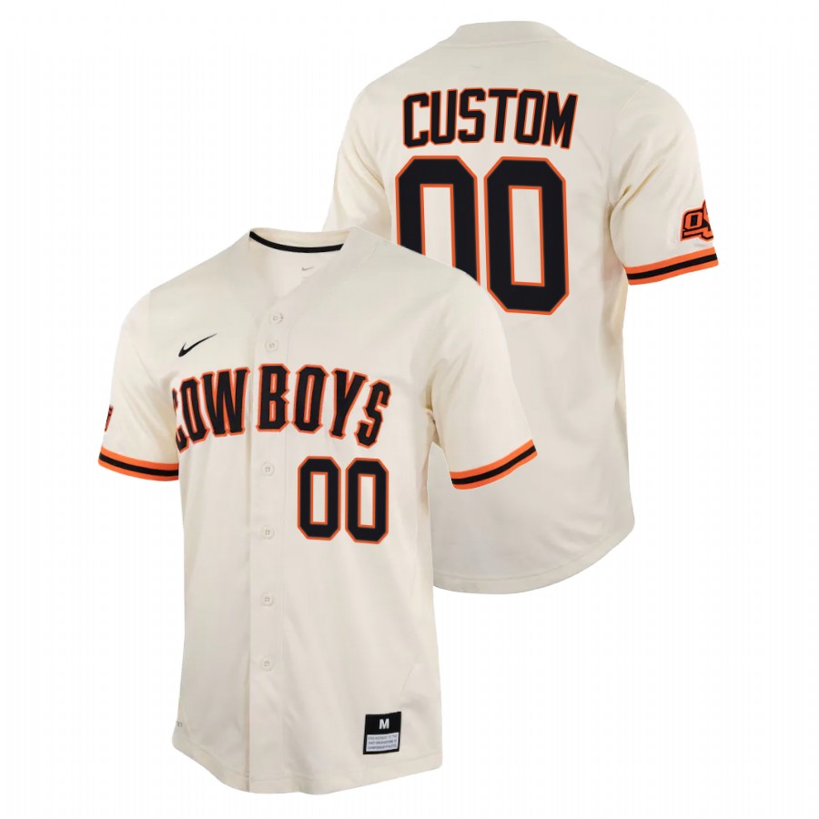 men oklahoma state cowboys custom cream college baseball replica jersey
