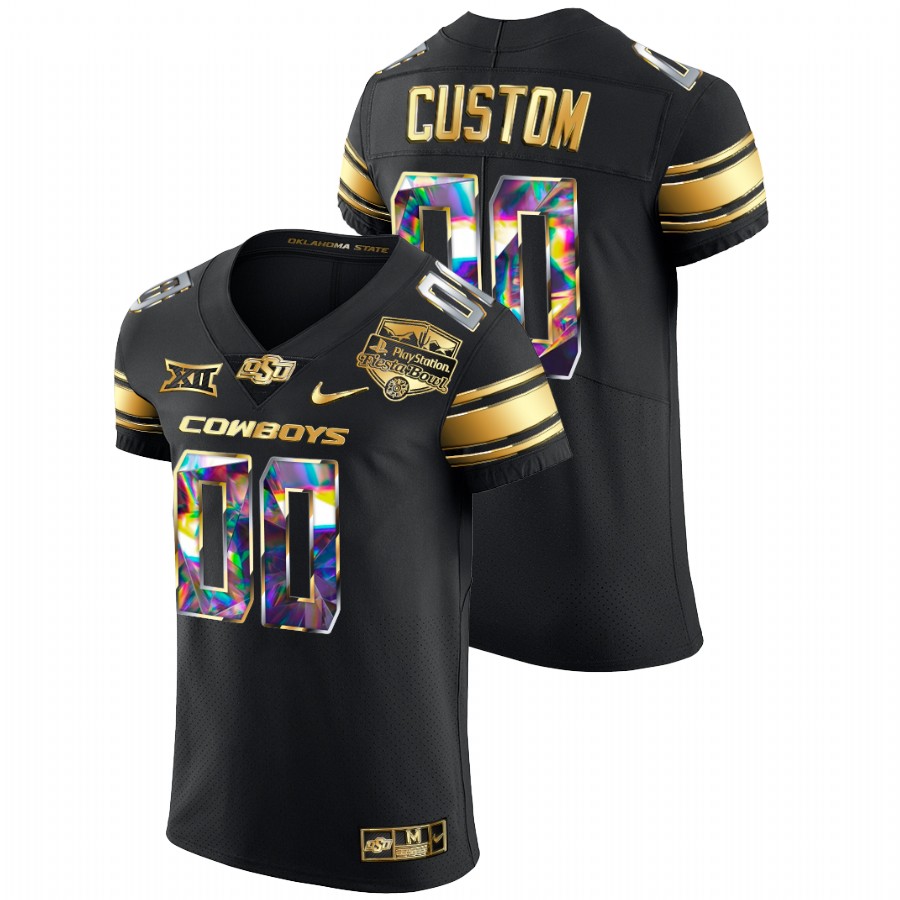 men oklahoma state cowboys custom golden diamond edition 2022 fiesta bowl black jersey
