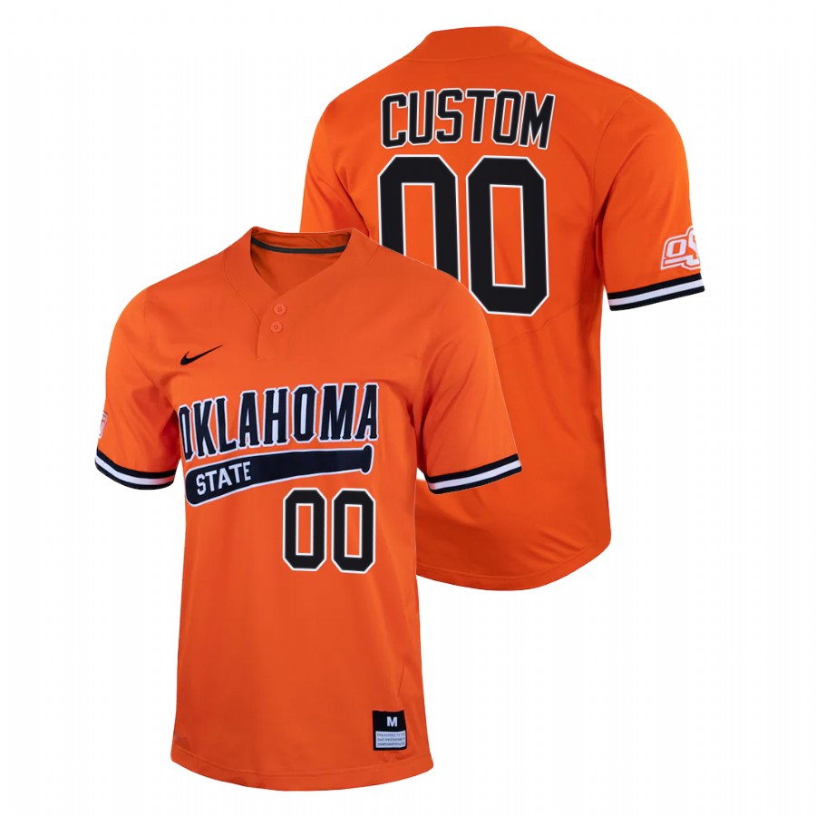 men oklahoma state cowboys custom orange 2022college baseball two button jersey