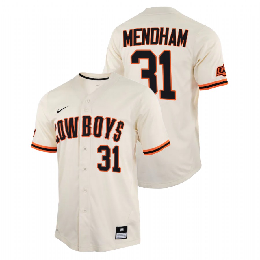 men oklahoma state cowboys david mendham cream college baseball replica jersey