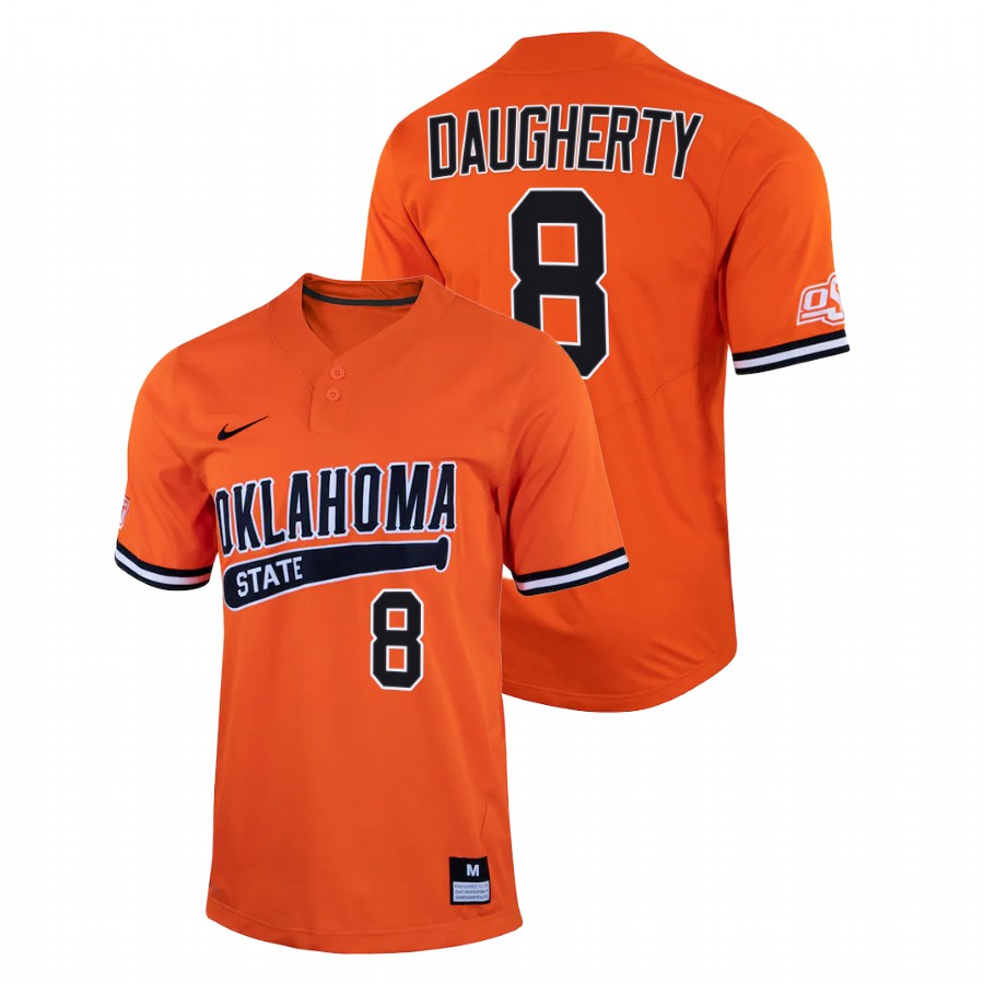 men oklahoma state cowboys ian daugherty orange 2022college baseball two button jersey