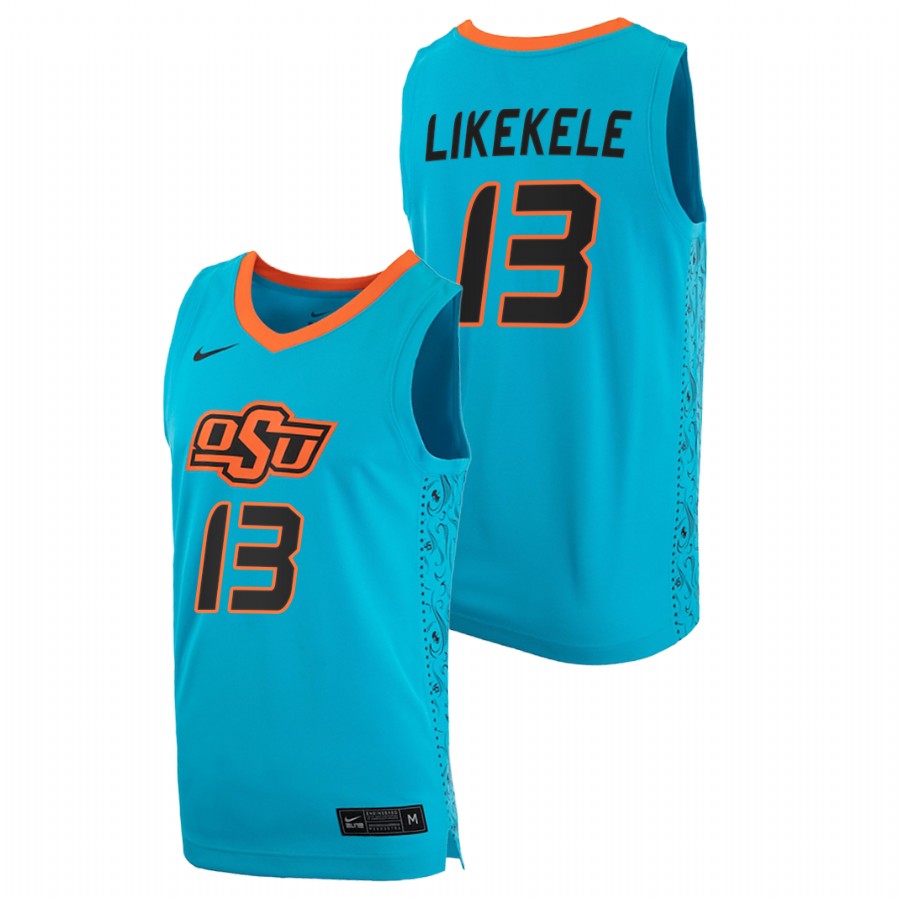 men oklahoma state cowboys isaac likekele 2020 21 college basketball blue jersey