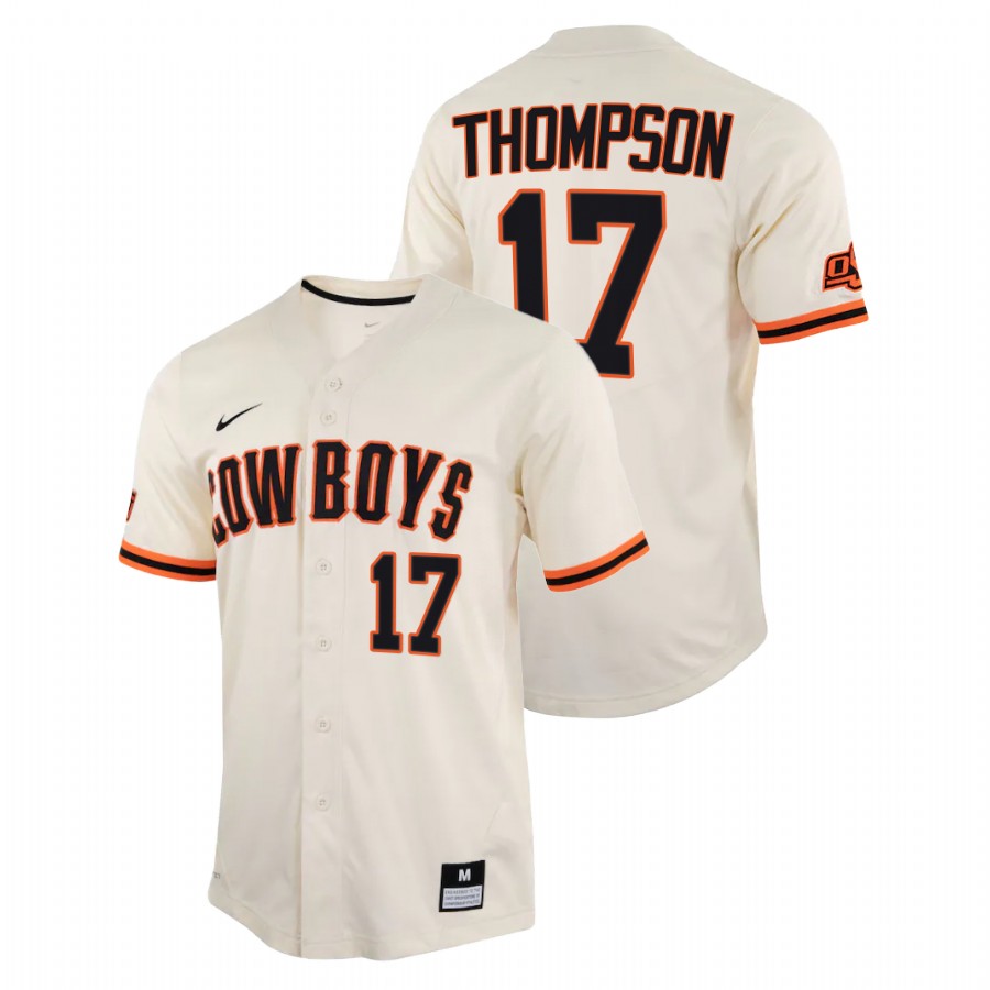 men oklahoma state cowboys jake thompson cream college baseball replica jersey