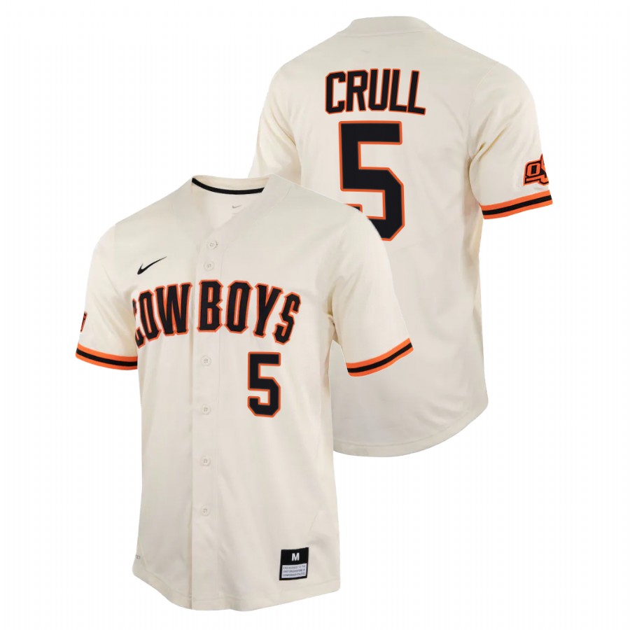 men oklahoma state cowboys jaxson crull cream college baseball replica jersey