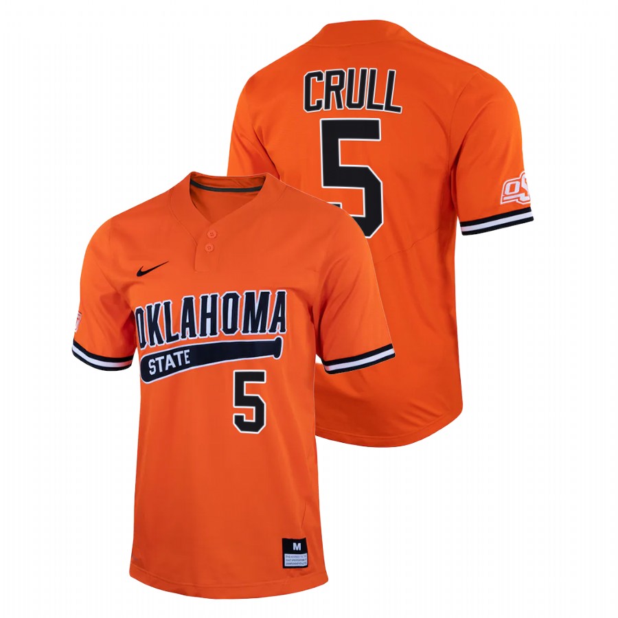 men oklahoma state cowboys jaxson crull orange 2022college baseball two button jersey