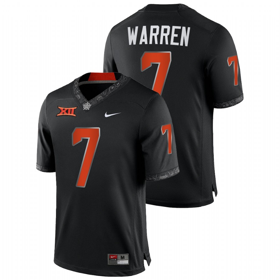 men oklahoma state cowboys jaylen warren 2021 22 game college football black jersey