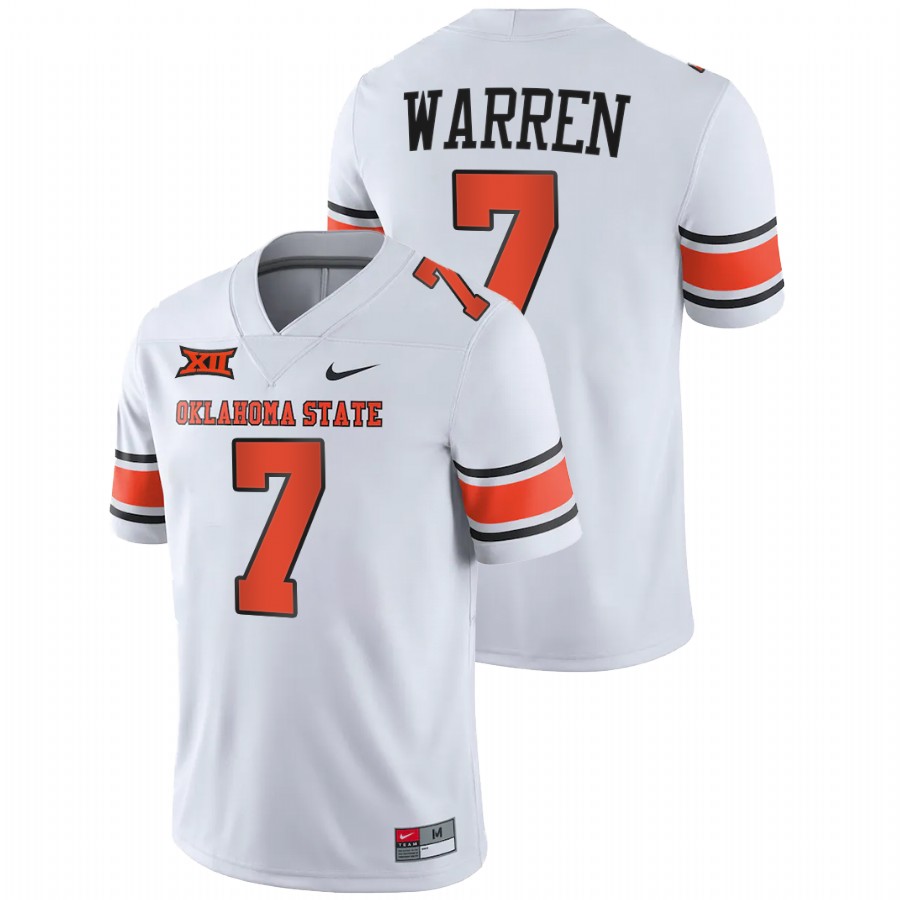 men oklahoma state cowboys jaylen warren 2021 22 throwback college football white jersey