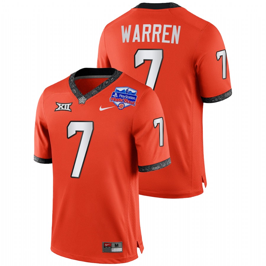 men oklahoma state cowboys jaylen warren college football playoff 2022 fiesta bowl orange jersey