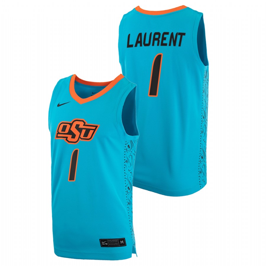 men oklahoma state cowboys jonathan laurent 2020 21 college basketball blue jersey