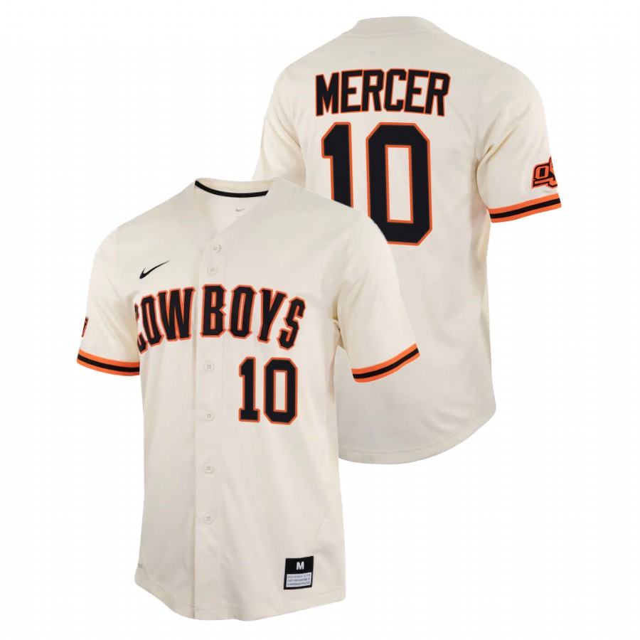 men oklahoma state cowboys jordy mercer cream college baseball replica jersey