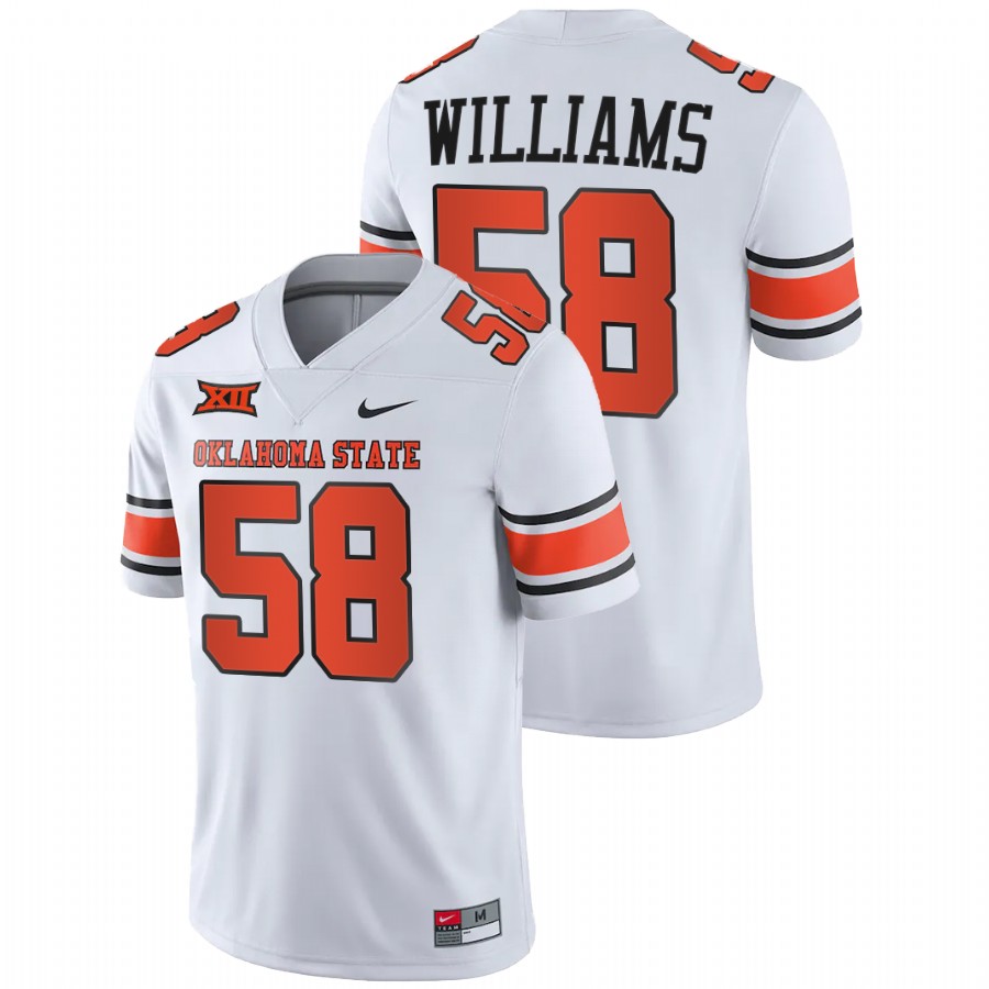 men oklahoma state cowboys kevin williams alumni player college football white jersey