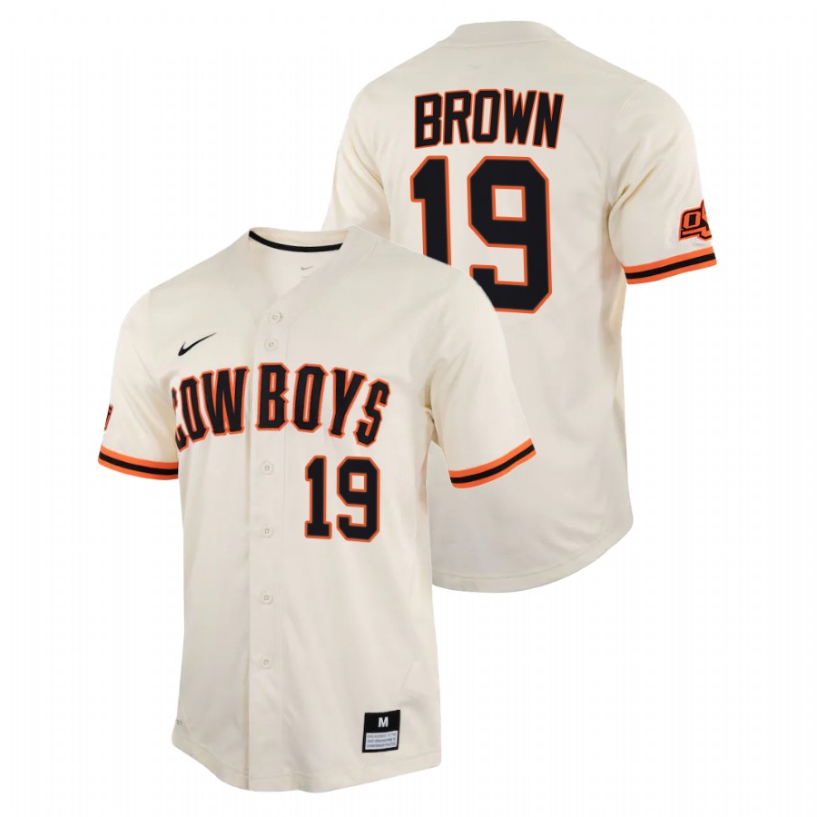 men oklahoma state cowboys marcus brown cream college baseball replica jersey