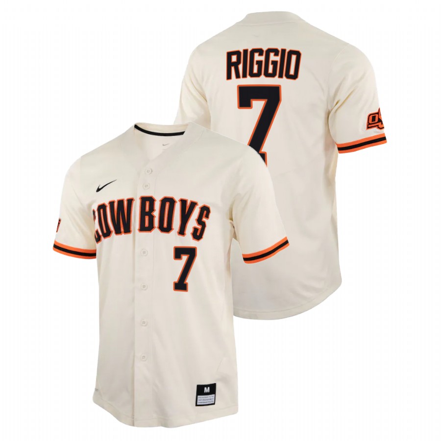 men oklahoma state cowboys roc riggio cream college baseball replica jersey