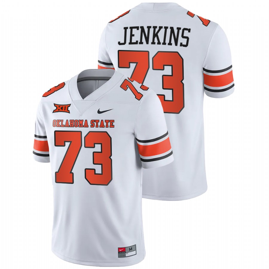 men oklahoma state cowboys teven jenkins alumni player college football white jersey
