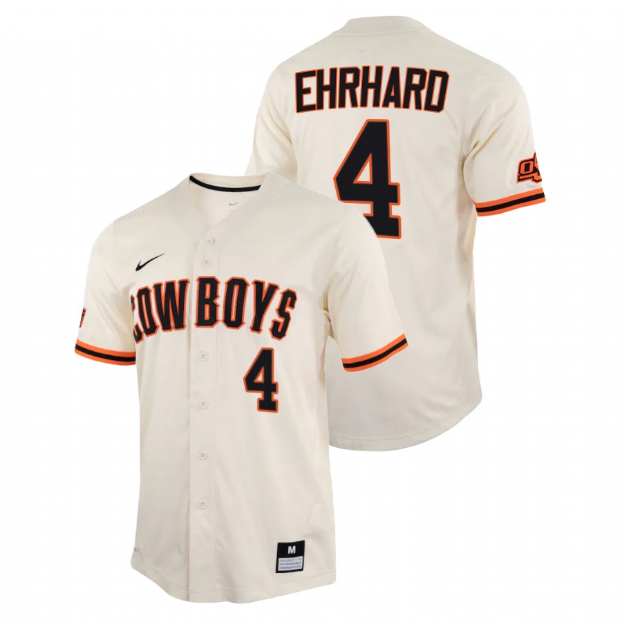 men oklahoma state cowboys zach ehrhard cream college baseball replica jersey