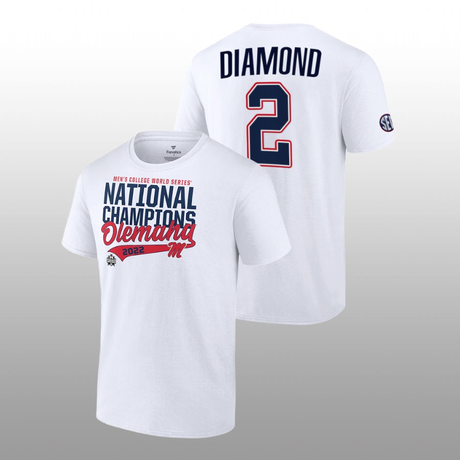 men ole miss rebels 2022 college world series champions ncaa baseball derek diamond white t shirt