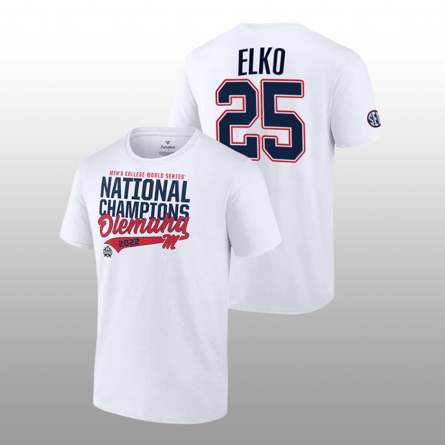 men ole miss rebels 2022 college world series champions ncaa baseball tim elko white t shirt