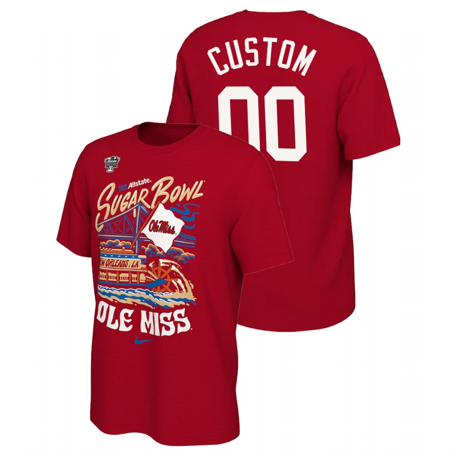 men ole miss rebels 2022 sugar bowl locker room custom red t shirt