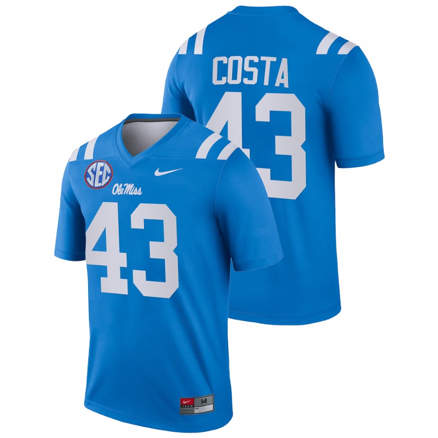 men ole miss rebels caden costa 2021 22 legend college football blue jersey