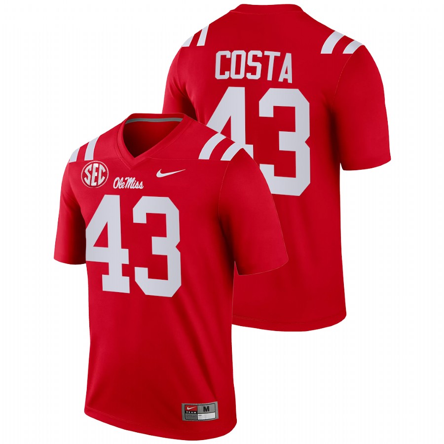 men ole miss rebels caden costa 2021 22 legend college football red jersey