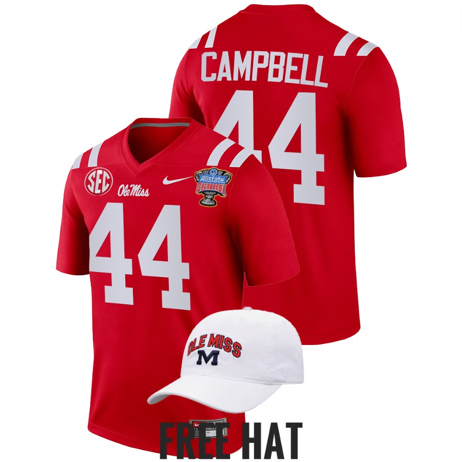 men ole miss rebels chance campbell college football playoff 2022 sugar bowl red jersey
