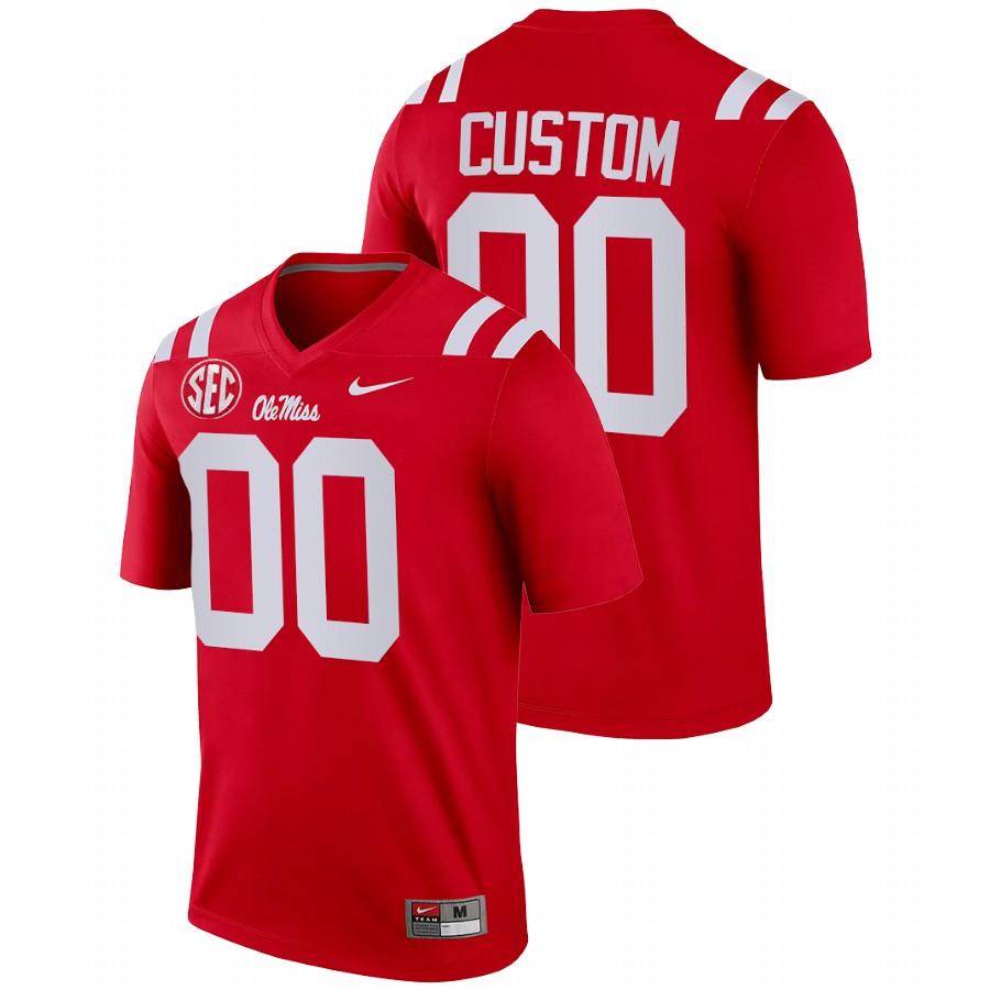 men ole miss rebels custom 2021 22 legend college football red jersey