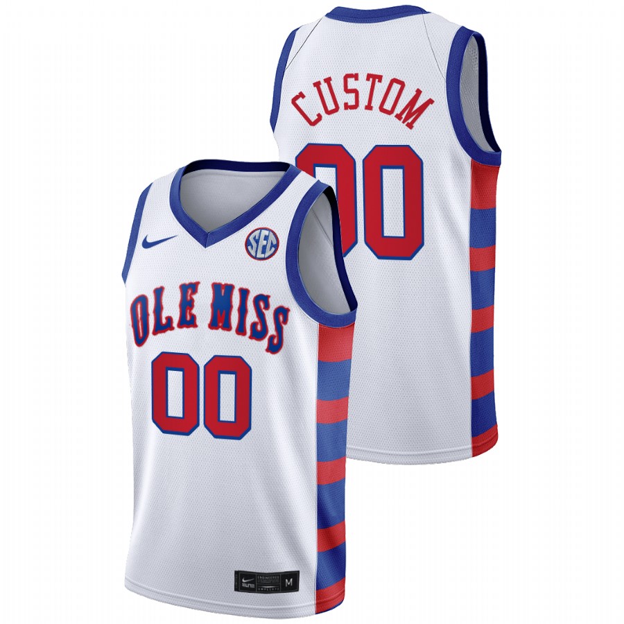 men ole miss rebels custom 2021 throwback 20th anniversary white jersey